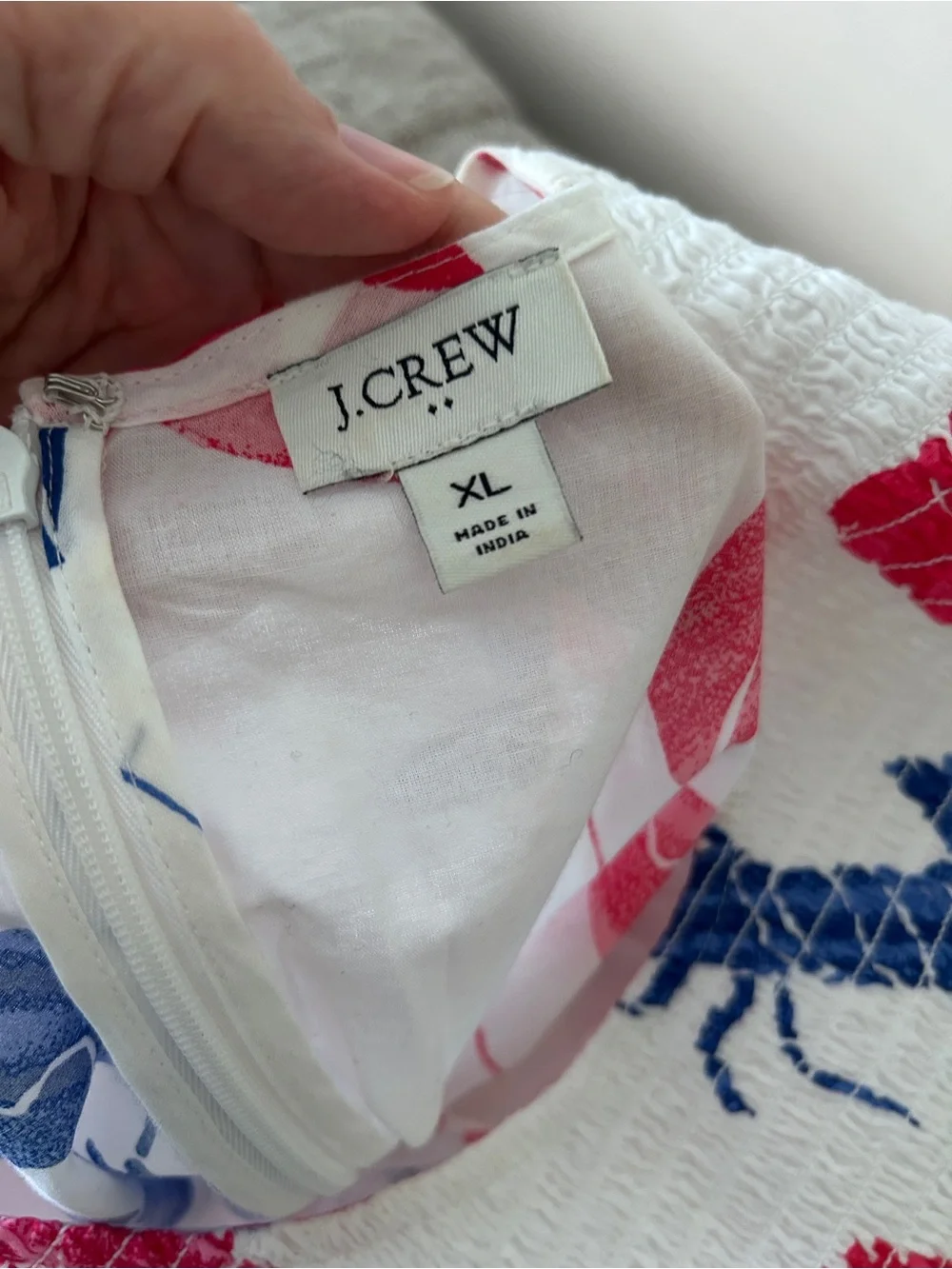 J. Crew White Maxi Dress with Pink & Blue Lobster Sea Life Print